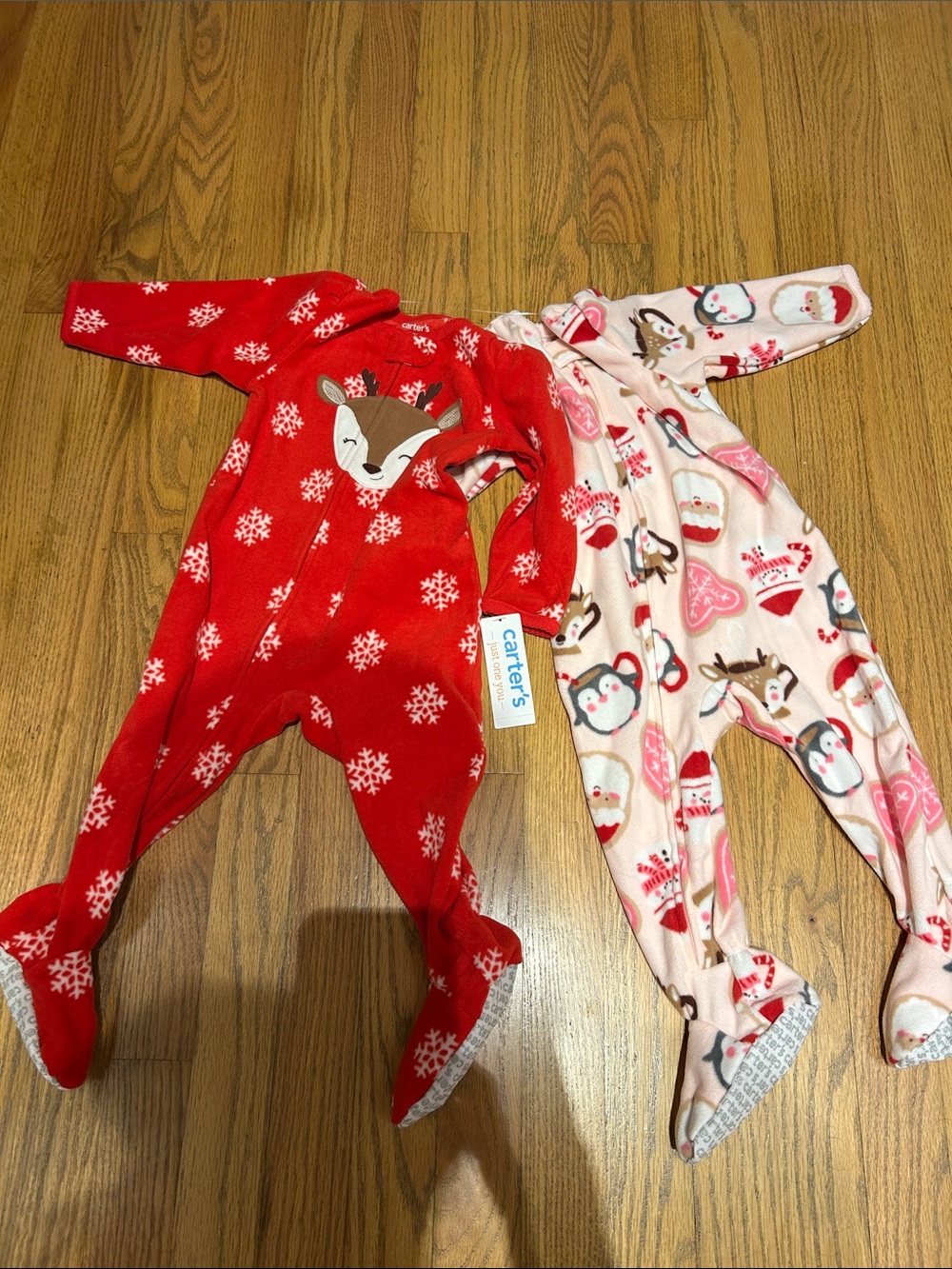 Carter's Red Fleece Footed Pajamas with Snowflake Print